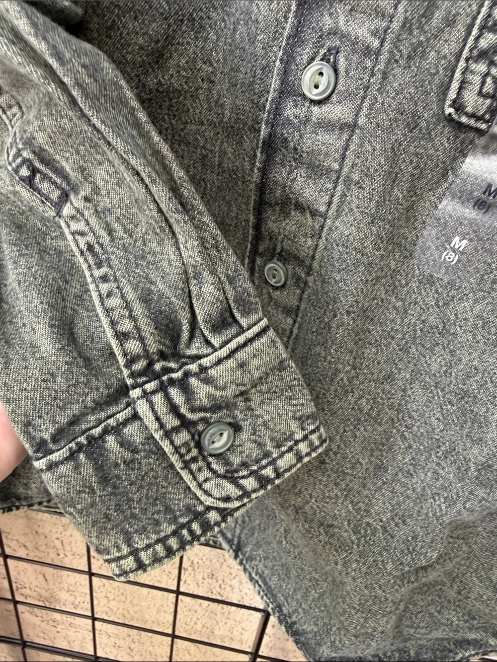 GAP Washed Charcoal Button-Down Denim Cotton Shirt